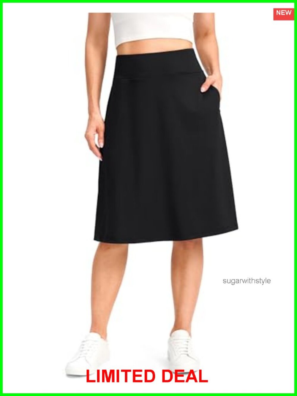 Women's 25" Modest Skorts with Pockets Stretchy Lightweight Knee Length
